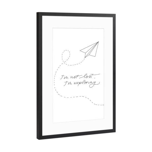 Poster mit Rahmen Schwarz (Metallic) "Papierflieger" artboxONE - Reise