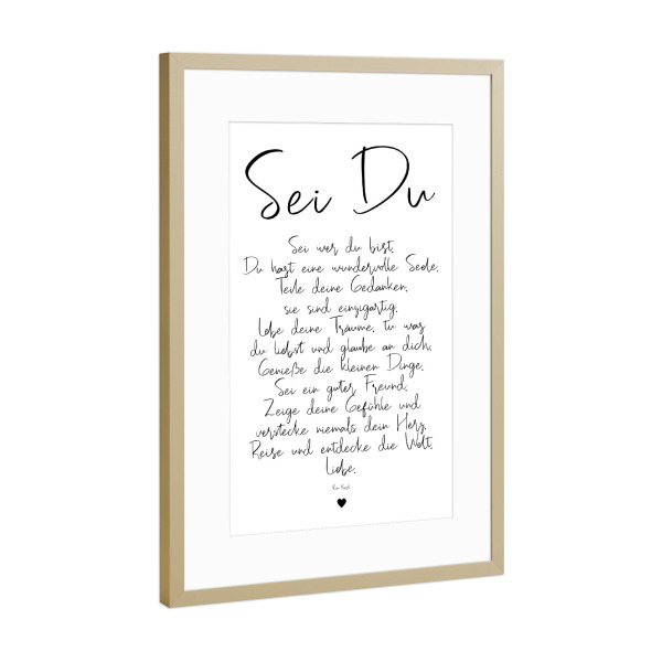 Poster mit Rahmen Gold "Sei Du Gedicht" artboxONE - Typografie,Für Kinder,Liebe