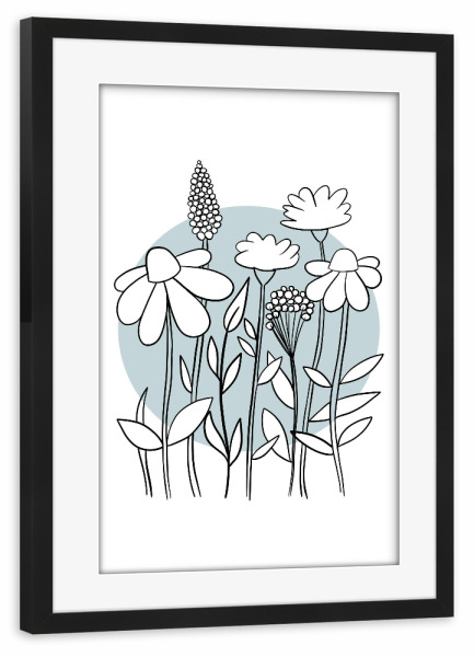Poster mit Rahmen schwarz "Wildflower Bloom" artboxONE - Natur,Floral,Abstrakt,Geometrie