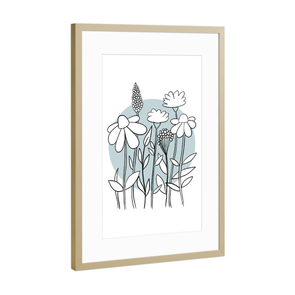 Poster mit Rahmen Gold "Wildflower Bloom" artboxONE - Natur,Floral,Abstrakt,Geometrie