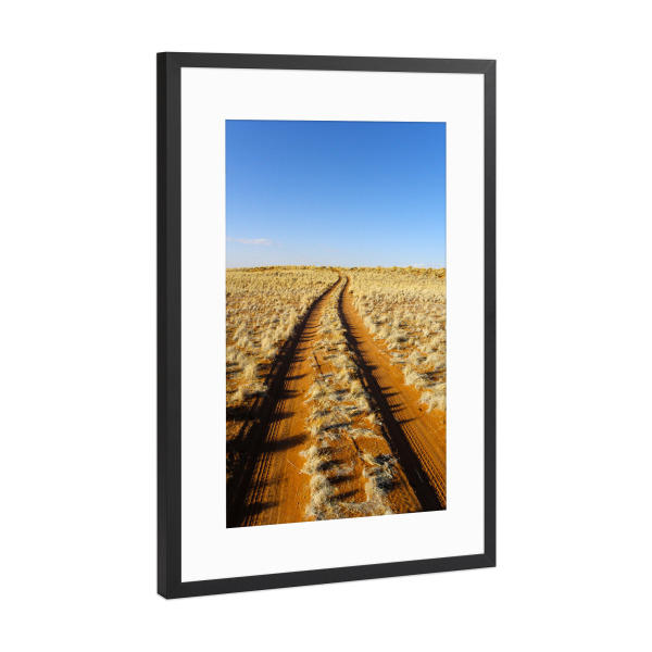 Poster mit Rahmen Schwarz (Metallic) "Pfad durch die Wüste" artboxONE - Natur,Reise,Reise / Afrika,Reise / Länder