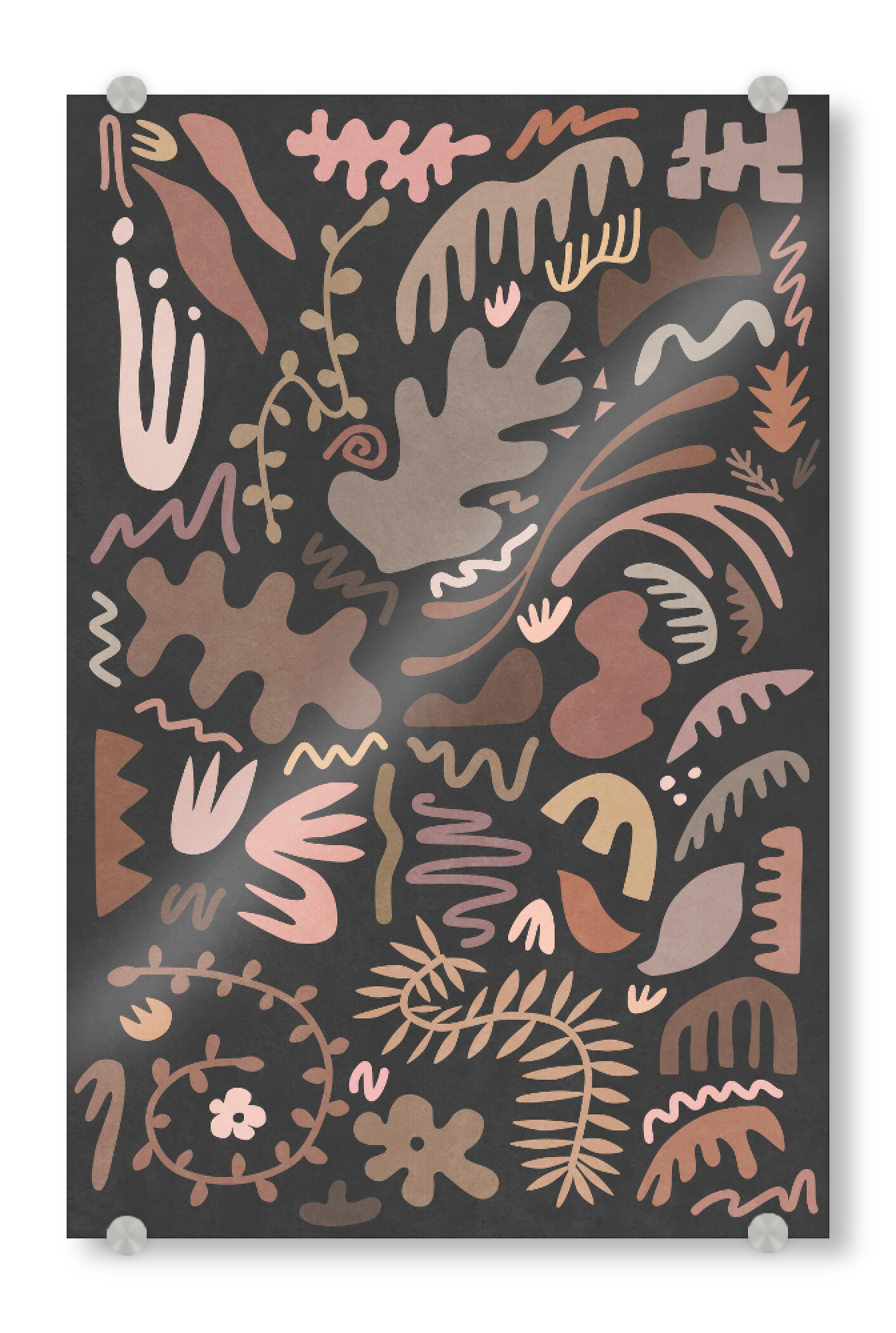 Acrylglasbild "Blush Night Flora" artboxONE - Natur,Floral,Abstrakt - Abstrakt,Natur,Botanisch,Einfach,Form,Bunt,Pflanze,Tropisch,Flora