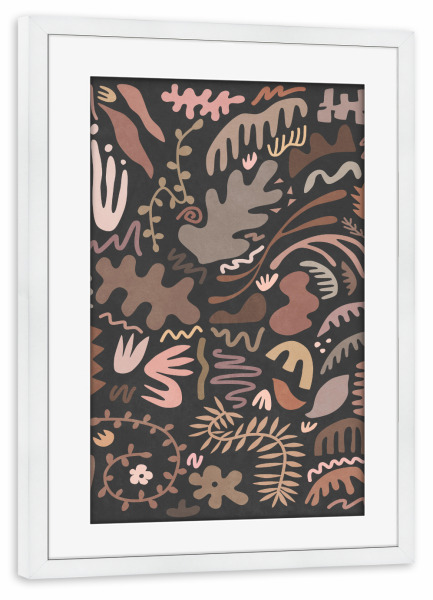 Poster mit Rahmen weiß "Blush Night Flora" artboxONE - Natur,Floral,Abstrakt - Abstrakt,Natur,Botanisch,Einfach,Form,Bunt,Pflanze,Tropisch,Flora