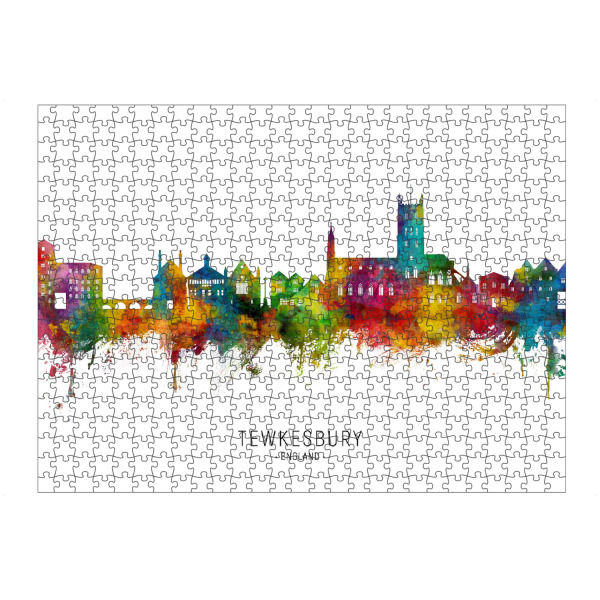 artboxONE Puzzle "Tewkesbury England Skyline txt" artboxONE - Städte - Tewkesbury,England,Skyline,Stadtbild,Stadtbild,Aquarell,Malerei