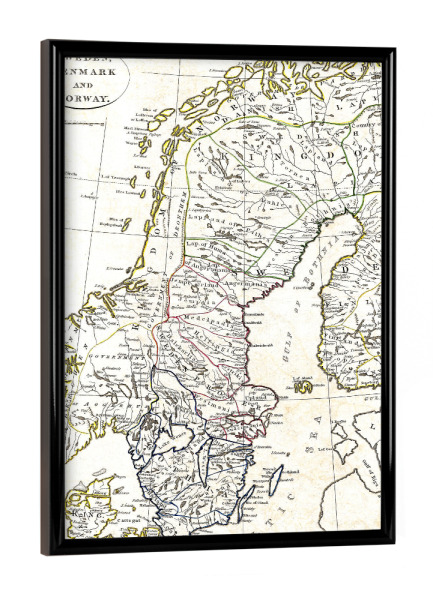 Poster mit schwarzem Rahmen "Old map of Scandinavia-b" artboxONE - Städte,Kartografie