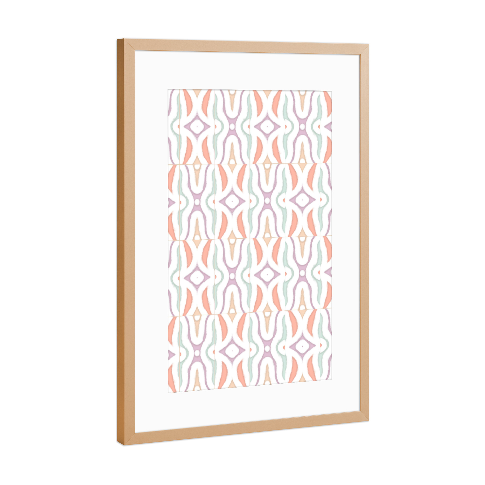 Poster mit Rahmen Kupfer "Mixed Deco Pattern Tiles" artboxONE - Abstrakt,Geometrie