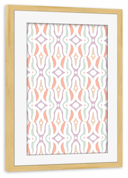 Poster mit Rahmen kiefer "Mixed Deco Pattern Tiles" artboxONE - Abstrakt,Geometrie