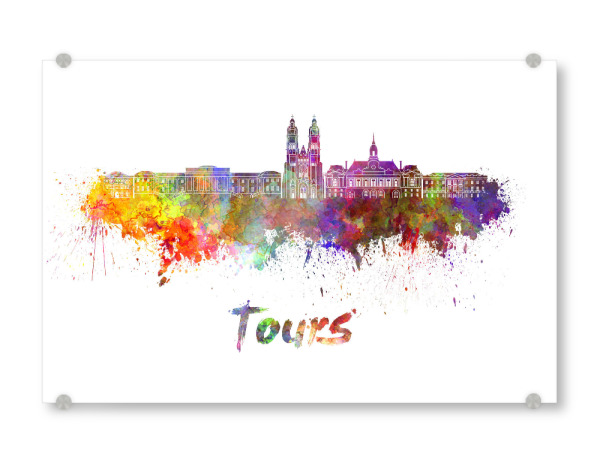 Acrylglasbild "TOURS Skyline in Aquarell-x" artboxONE - Städte,Abstrakt,Architektur