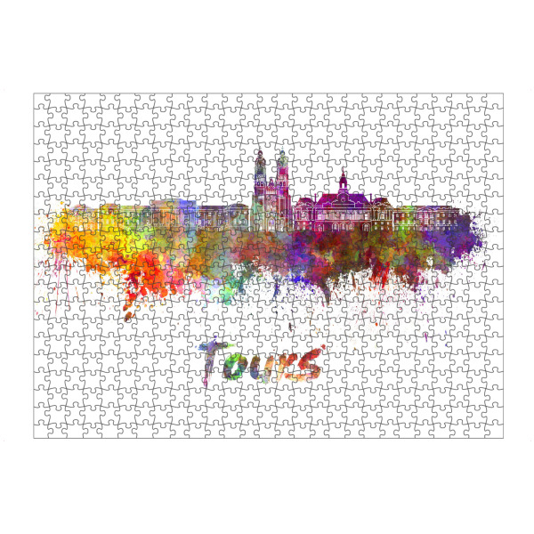 Puzzle Ravensburger "TOURS Skyline in Aquarell-x" artboxONE - Städte,Abstrakt,Architektur