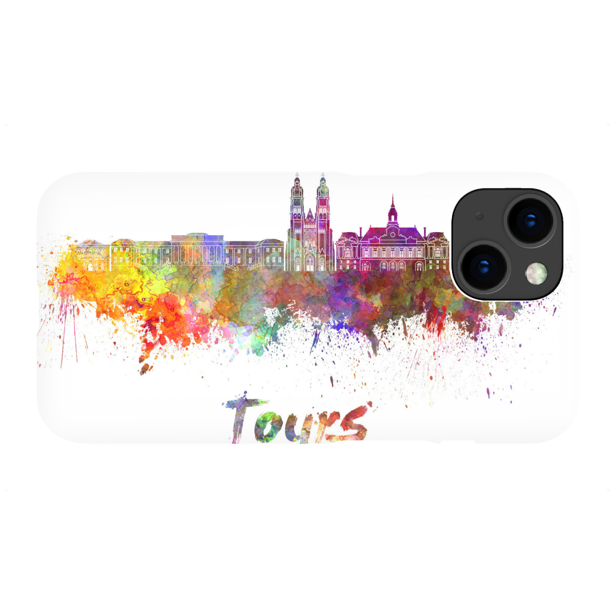 iPhone "TOURS Skyline in Aquarell-x" Premium-Case Handyhülle artboxONE