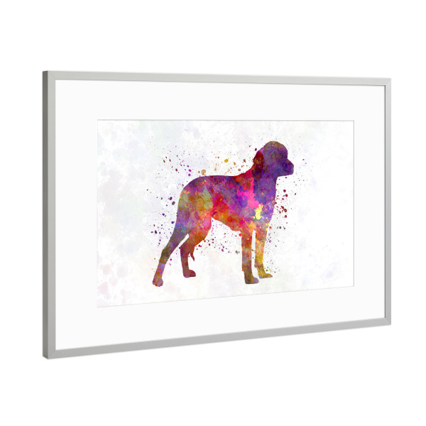 Poster mit Rahmen Silber "Deutscher Jagdhund in Aquarell" artboxONE - Tiere,Abstrakt
