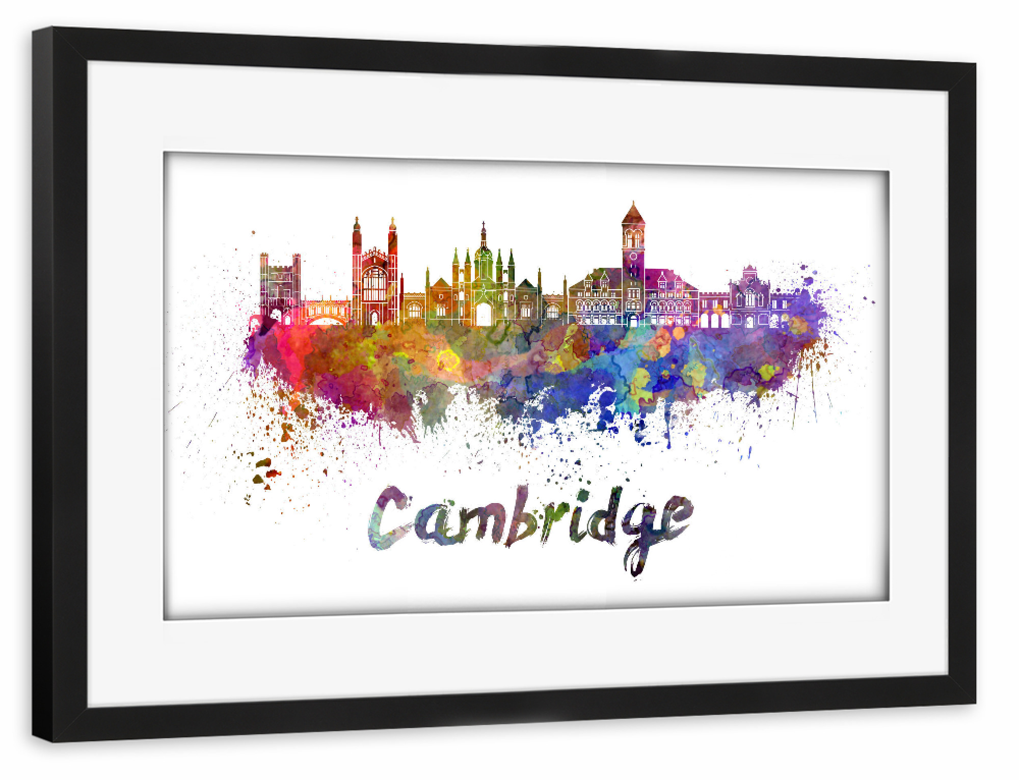 Poster mit Rahmen schwarz "Skyline von CAMBRIDGE" artboxONE - Städte,Reise,Abstrakt,Architektur