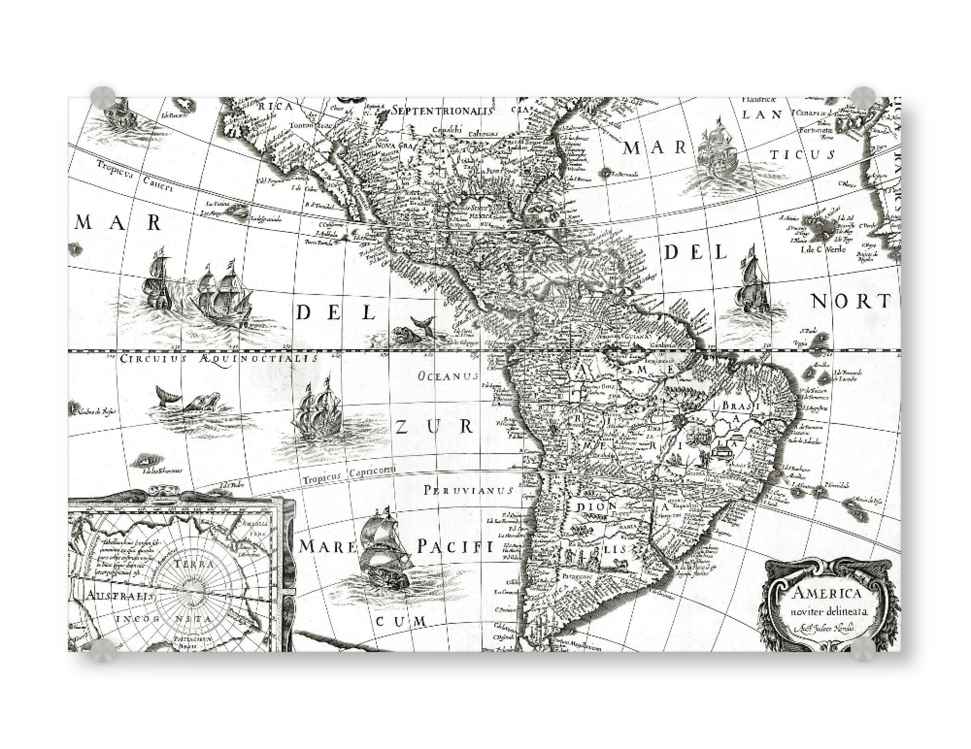 Acrylglasbild "America pictorial map" artboxONE - Städte,Architektur,Kartografie