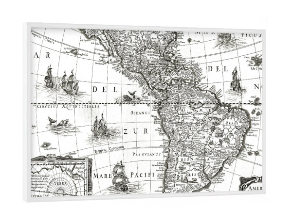 Poster mit weißem Rahmen "America pictorial map" artboxONE - Städte,Architektur,Kartografie