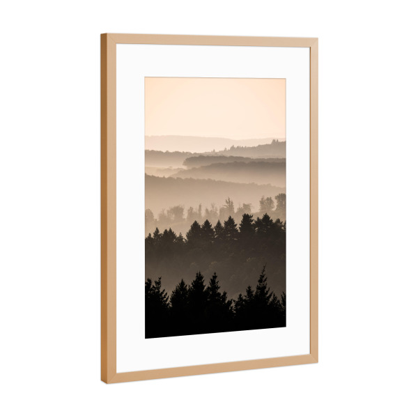 Poster mit Rahmen Kupfer "Waldsilhouetten" artboxONE - Natur