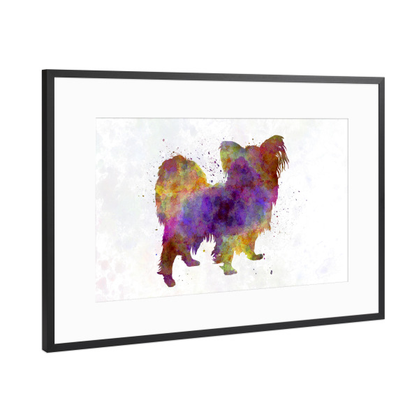 Poster mit Rahmen Schwarz (Metallic) "Papillon in Aquarell" artboxONE - Tiere,Abstrakt