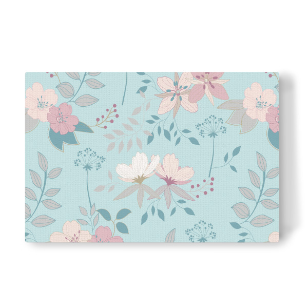 Leinwandbild "Frühlingsblumen auf Pastellblau" artboxONE - Typografie,Floral