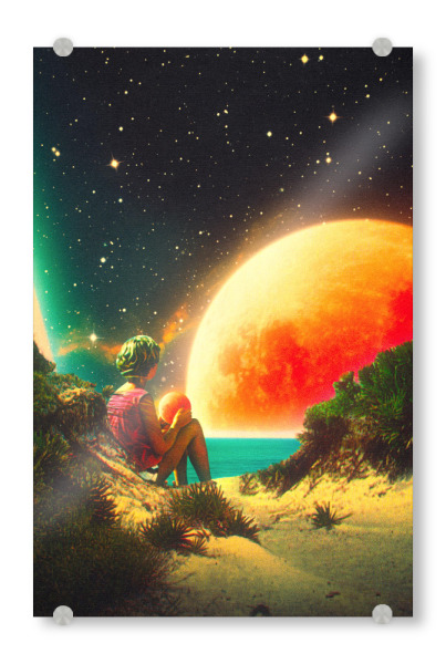 Acrylglasbild "Die Welt in Ihren Händen" artboxONE - Reise,Für Kinder,Fiktion,Galaxy