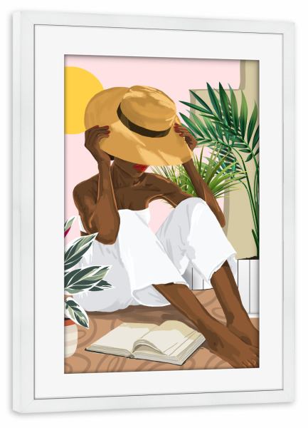 Poster mit Rahmen weiß "Summer Reading | Modern Bohemian" artboxONE - Menschen