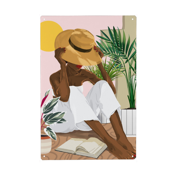 Holzbild "Summer Reading | Modern Bohemian" artboxONE - Menschen