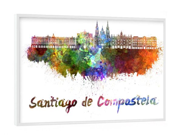 Poster mit weißem Rahmen "SANTIAGO DE COMPOSTELA skyline-z" artboxONE - Städte,Abstrakt,Architektur