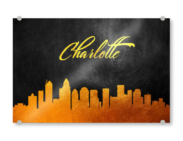 Acrylglasbild "Charlotte Gold aus North Carolina" artboxONE - Städte - Charlotte,North carolina,Gold,Skyline,Stadt