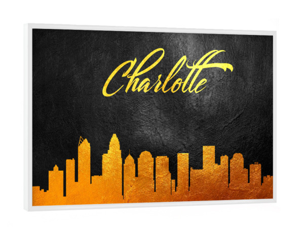 Poster mit weißem Rahmen "Charlotte Gold aus North Carolina" artboxONE - Städte - Charlotte,North carolina,Gold,Skyline,Stadt