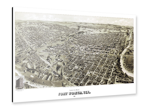 Alu-Dibond "Karte von Fort Worth - Texas" 30x20 cm artboxONE