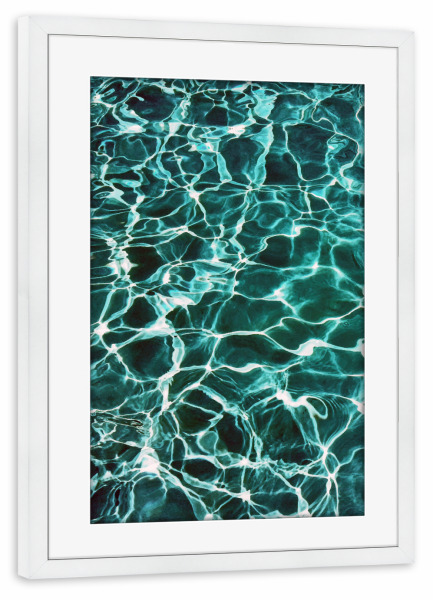 Poster mit Rahmen weiß "Auf den Sommer warten" artboxONE - Abstrakt,Unterwasser - Andere,Wellen,Schwimmen,Sommer,Elektro,Pool,Meer,Wasser,Ozean