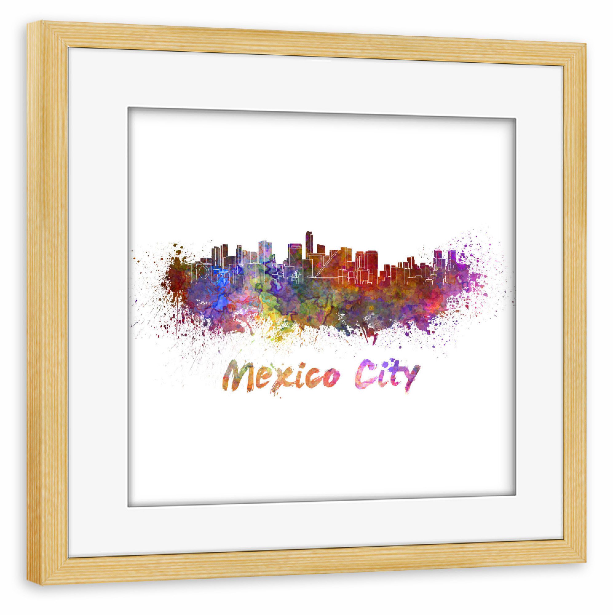 Poster mit Rahmen kiefer "Skyline von Mexiko-Stadt-l" artboxONE - Städte,Abstrakt,Architektur