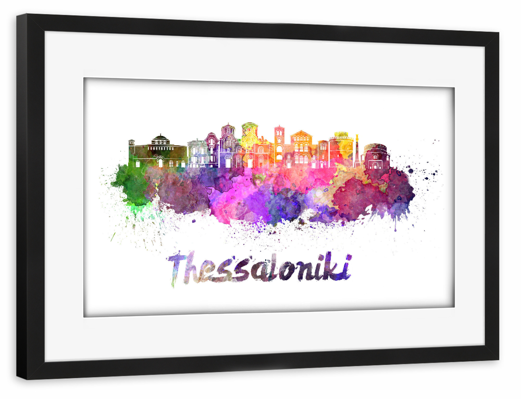 Poster mit Rahmen schwarz "THESSALONIKI skyline-x" artboxONE - Städte,Abstrakt,Architektur