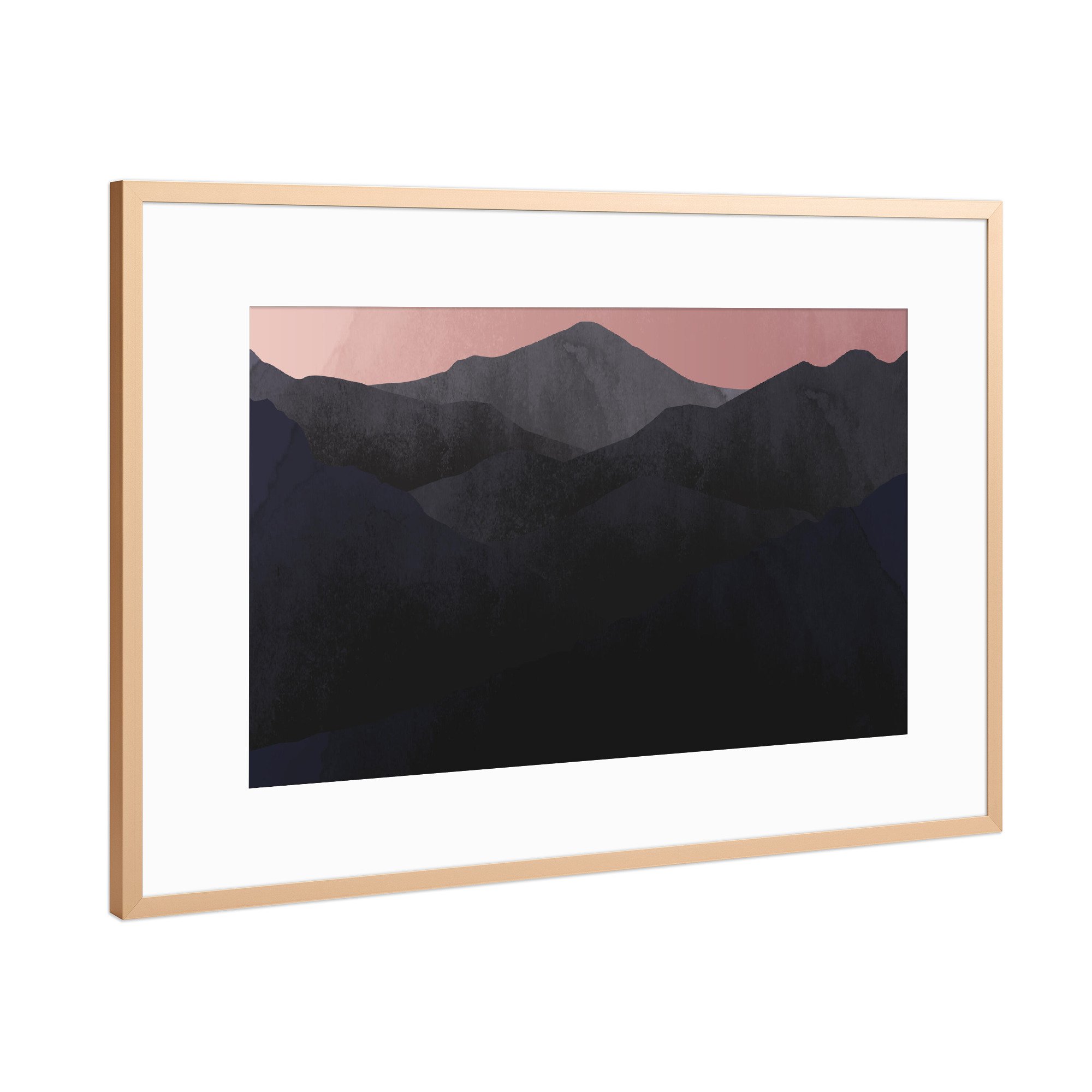 Poster mit Rahmen Kupfer "Berglandschaft schwarz rosa" artboxONE - Natur,Reise,Abstrakt