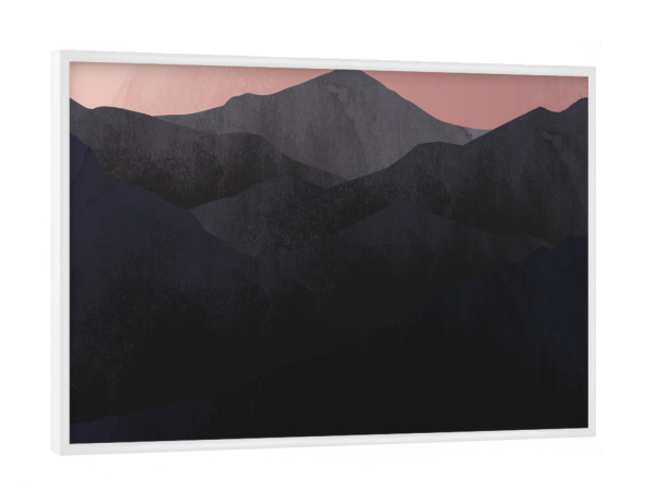 Poster mit weißem Rahmen "Berglandschaft schwarz rosa" artboxONE - Natur,Reise,Abstrakt