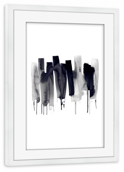 Poster mit Rahmen weiß "Abstraktes Aquarell Stripes Nordic" artboxONE - Abstrakt,Fashion