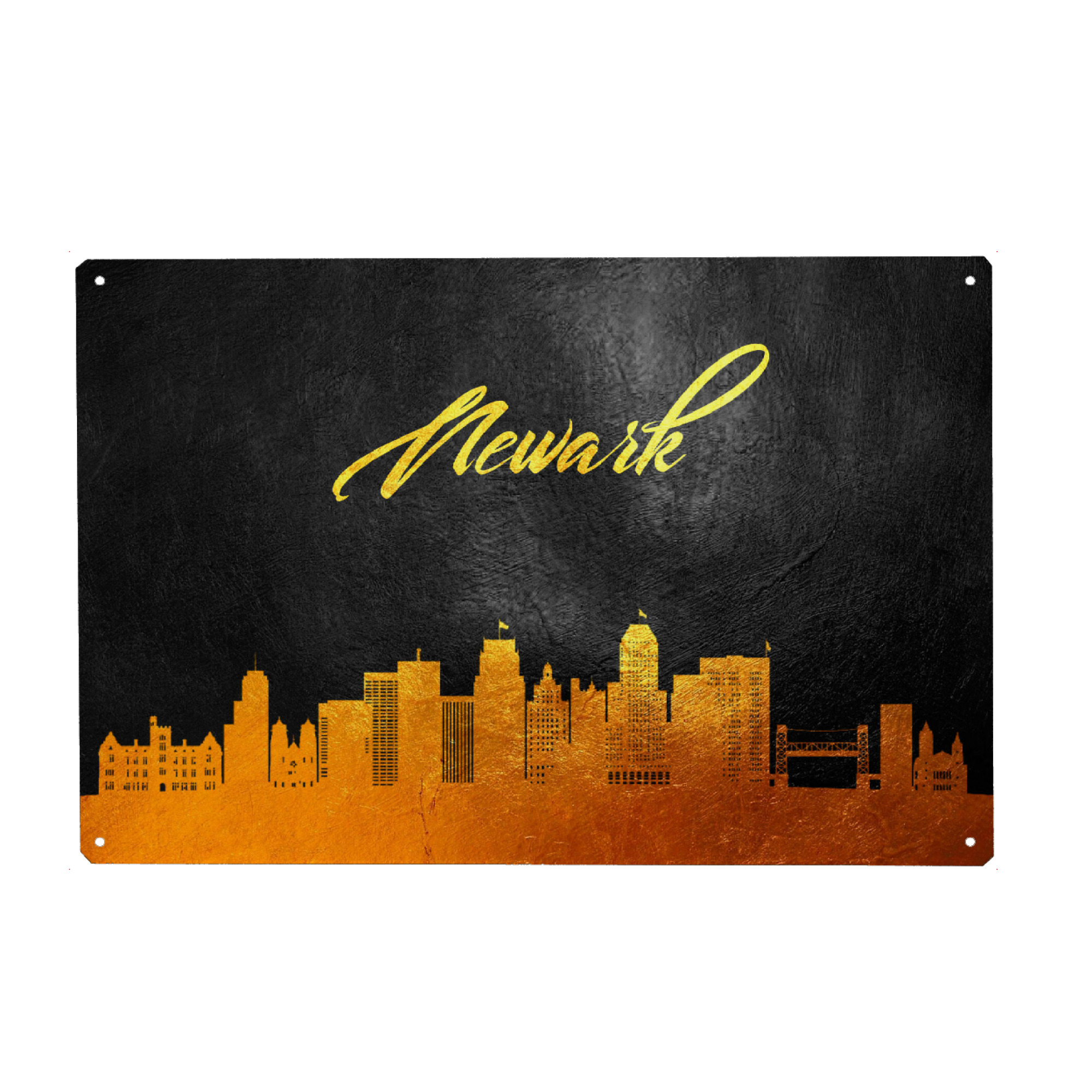 Metall Poster "Newark goldene Skyline" artboxONE - Städte - Newark,New jersey,Gold,Skyline,Stadt,Amerika - Blechschild