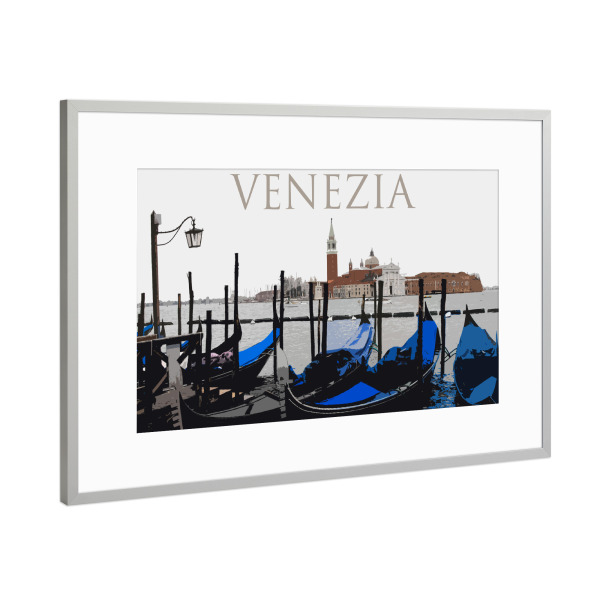 Poster mit Rahmen Silber "Venezias Gondeln" artboxONE - Reise,Reise / Strand und Meer,Städte / Venedig,Reise / Länder
