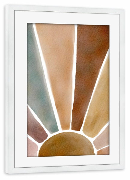 Poster mit Rahmen weiß "Abstract Sunset" artboxONE - Abstrakt - Abstrakter sonnenuntergang,Sonnenuntergang,Sonne,Bunt,Gemälde
