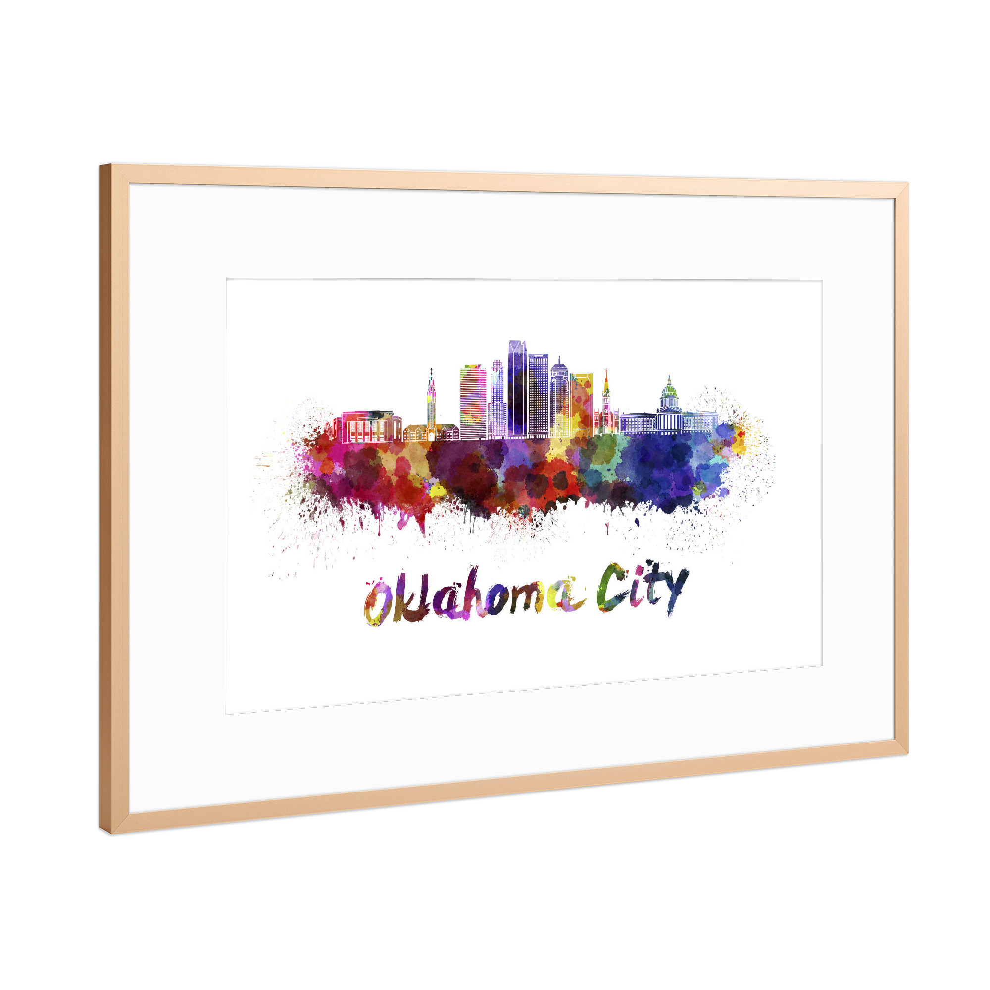 Poster mit Rahmen Kupfer "OKLAHOMA CITY skyline-l" artboxONE - Städte,Abstrakt,Architektur
