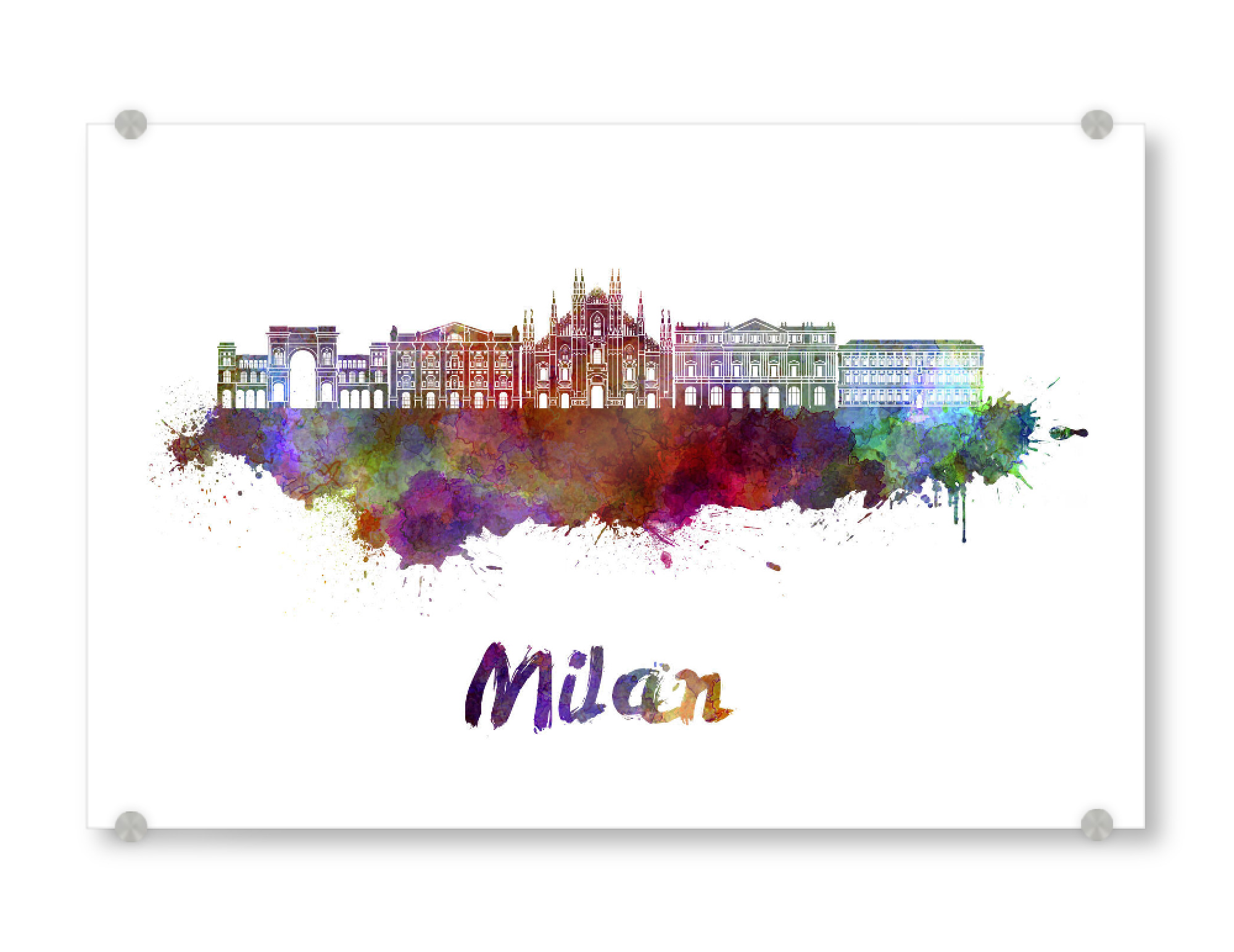 Acrylglasbild "MILAN skyline in watercolor-s" artboxONE - Städte,Abstrakt,Architektur