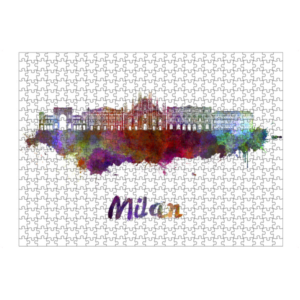 Puzzle Ravensburger "MILAN skyline in watercolor-s" artboxONE - Städte,Abstrakt,Architektur
