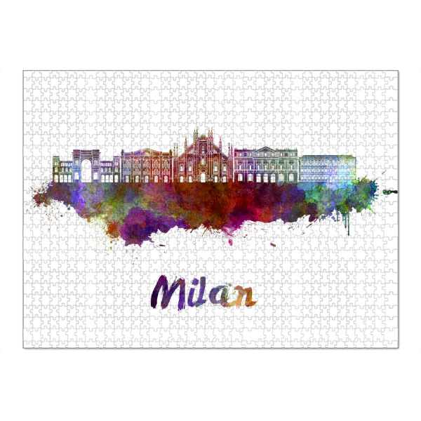 Puzzle Ravensburger "MILAN skyline in watercolor-s" artboxONE - Städte,Abstrakt,Architektur
