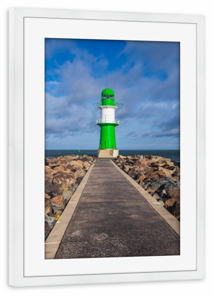 Poster mit Rahmen weiß "Weg zum Molenturm" artboxONE - Natur,Reise,Architektur,Reise / Strand und Meer