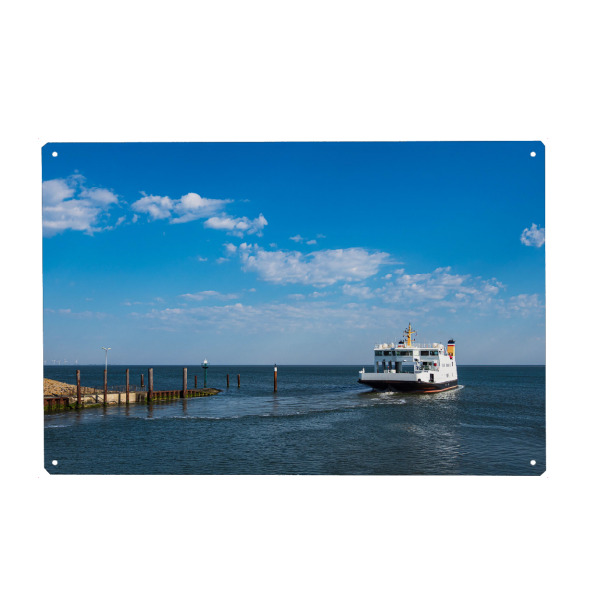 Holzbild "Fähre, Nodsee und Wolken" artboxONE - Natur,Reise,Reise / Strand und Meer