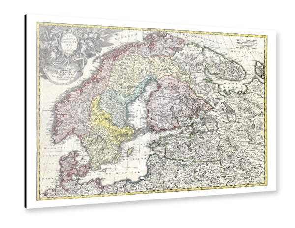 Alu-Dibond "Alte Karte von Skandinavien-f" 30x20 cm artboxONE