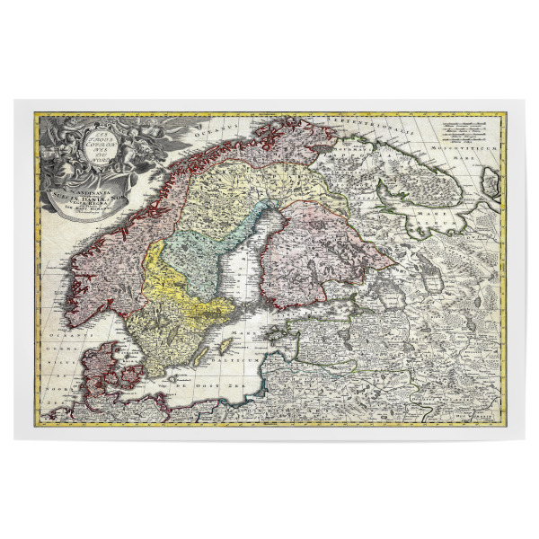 Poster "Alte Karte von Skandinavien-f" artboxONE - Kartografie - Karte,Plan,Jahrgang,Antik,Retro,Alt,Karten,Karte der welt,Illustration,Skandinavien