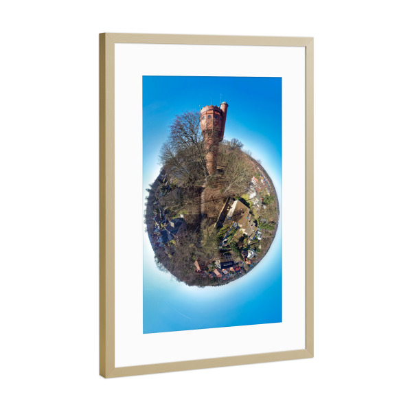 Poster mit Rahmen Gold "Mölln - Wasserturm; low" artboxONE - Städte,Reise,Architektur,Reise / Länder,Städte / Weitere