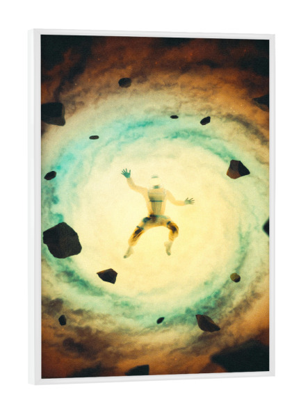 Poster mit weißem Rahmen "Astronaut Falling Behind" artboxONE - Reise,Menschen,Fiktion,Männer,Galaxy