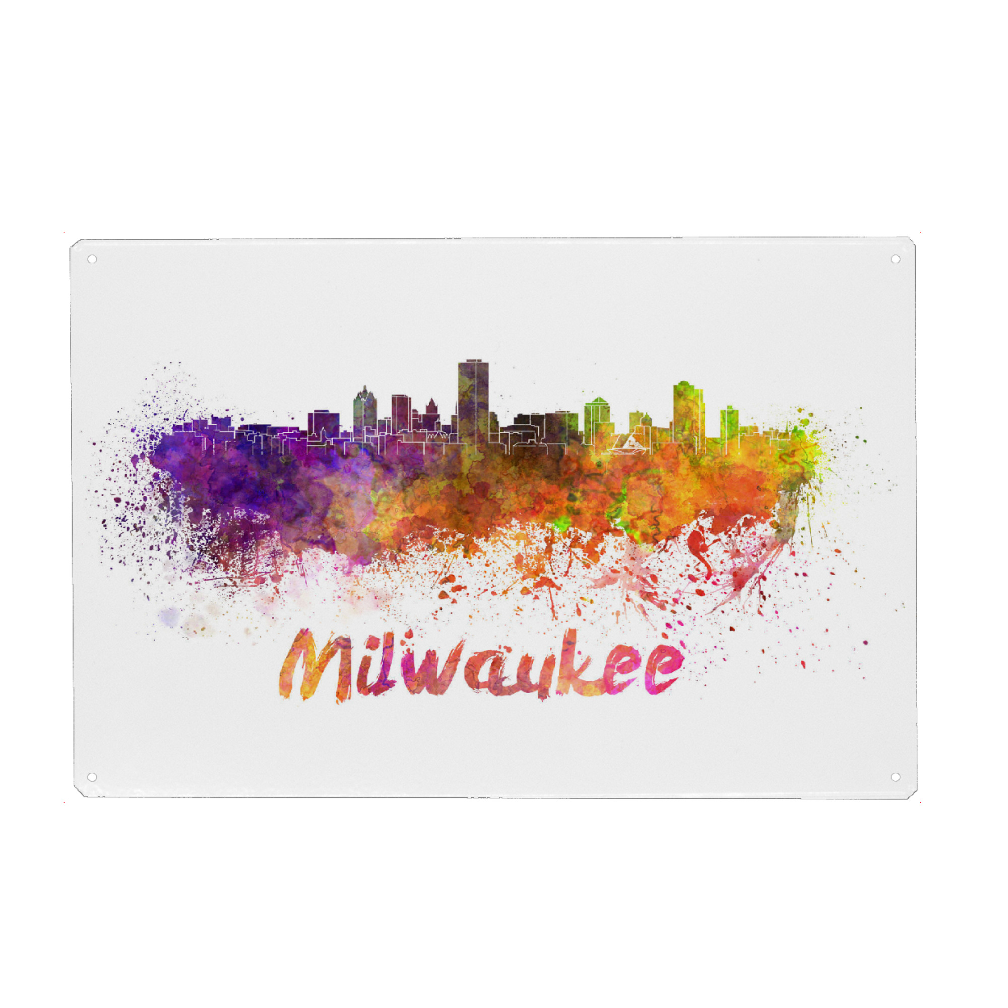 Metall Poster "MILWAUKEE-Skyline im Aquarell" artboxONE - Städte,Abstrakt,Architektur