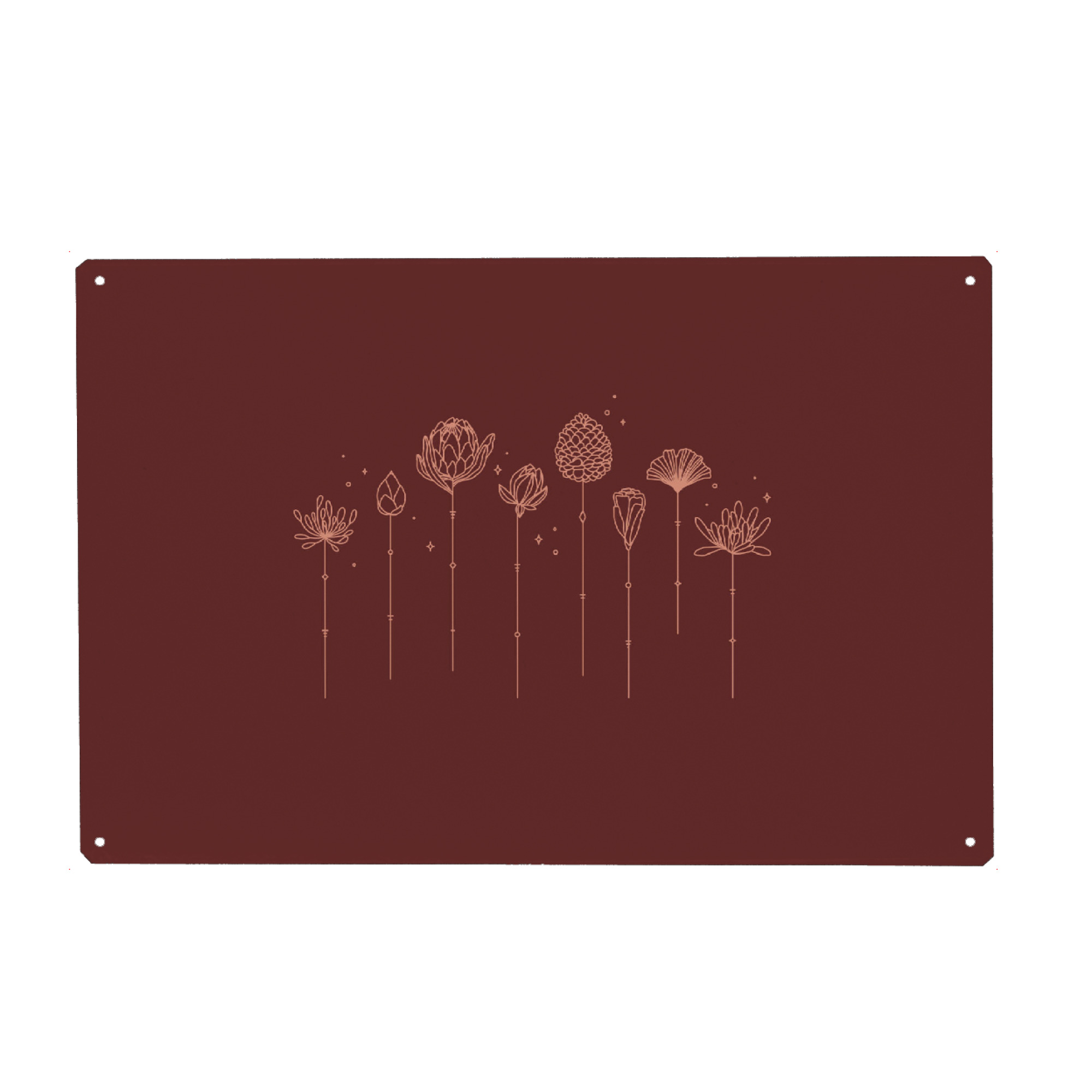 Metall Poster "Art-Deco-Linie Blumen rot" artboxONE - Natur,Streetart