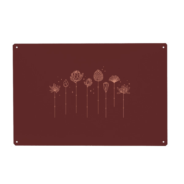 Holzbild "Art-Deco-Linie Blumen rot" artboxONE - Natur,Streetart
